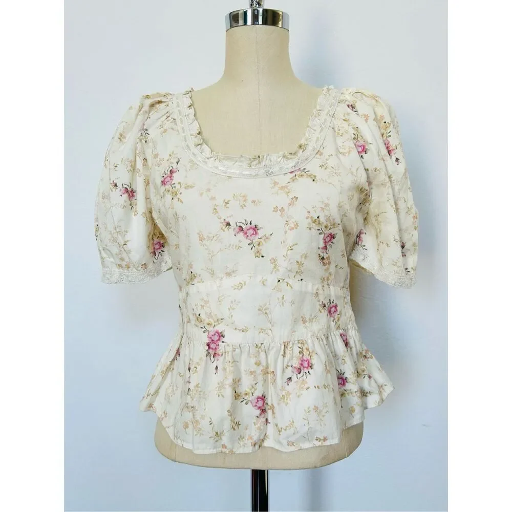 NEW LoveShackFancy Women’s S Tayshia Pink Parasail Blouse